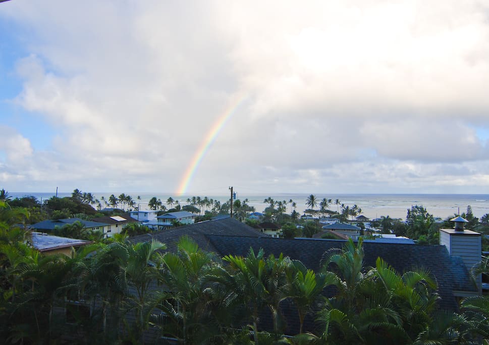 Rainbow over Kaaawa town