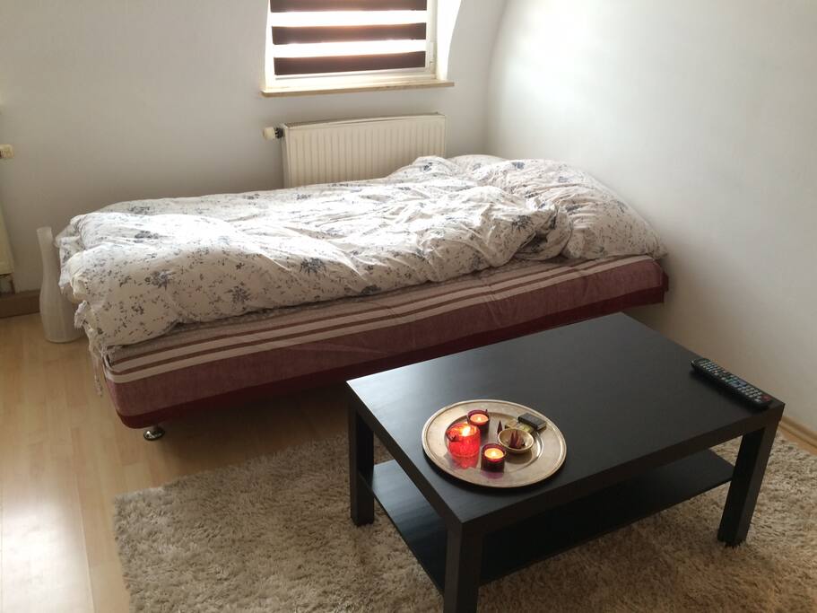 Couch ausgezogen(Platz für max. 2 Leute)