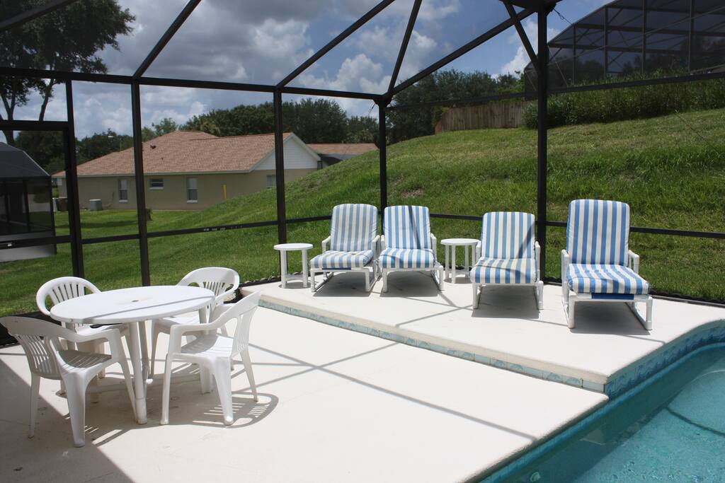 The very sunny, South facing pool deck.
