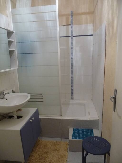 Grande douche et WC dans la salle de bain