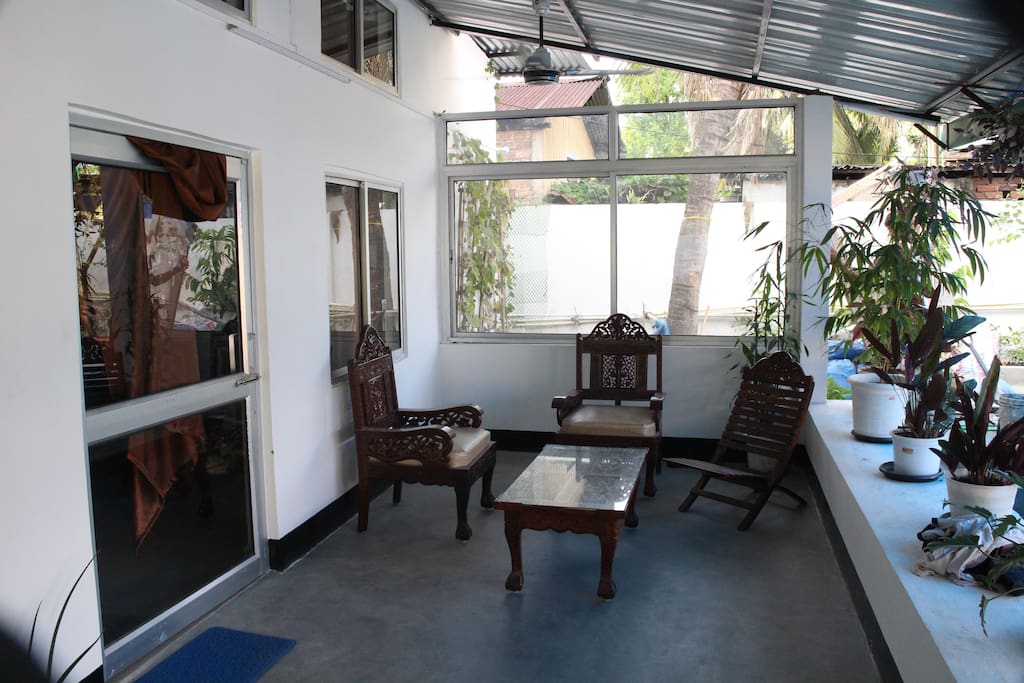 lounging area with garden views
