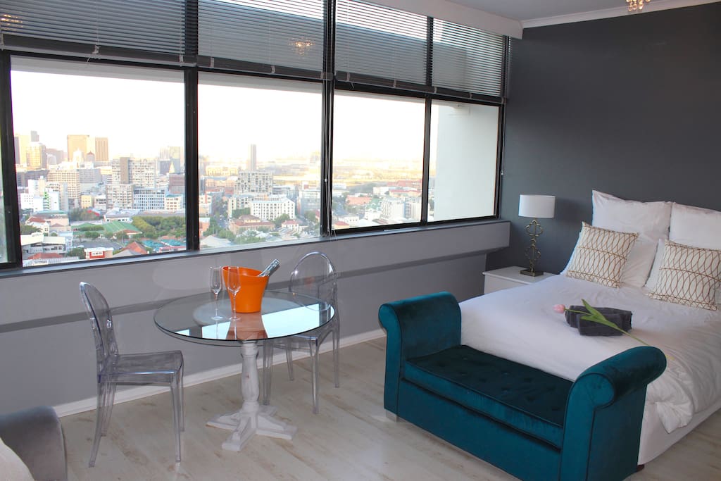 Main living area with views of Cape Town.