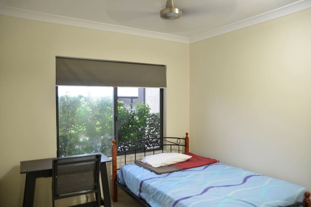 Room will be furnished with two single beds, not queen size bed as shown.