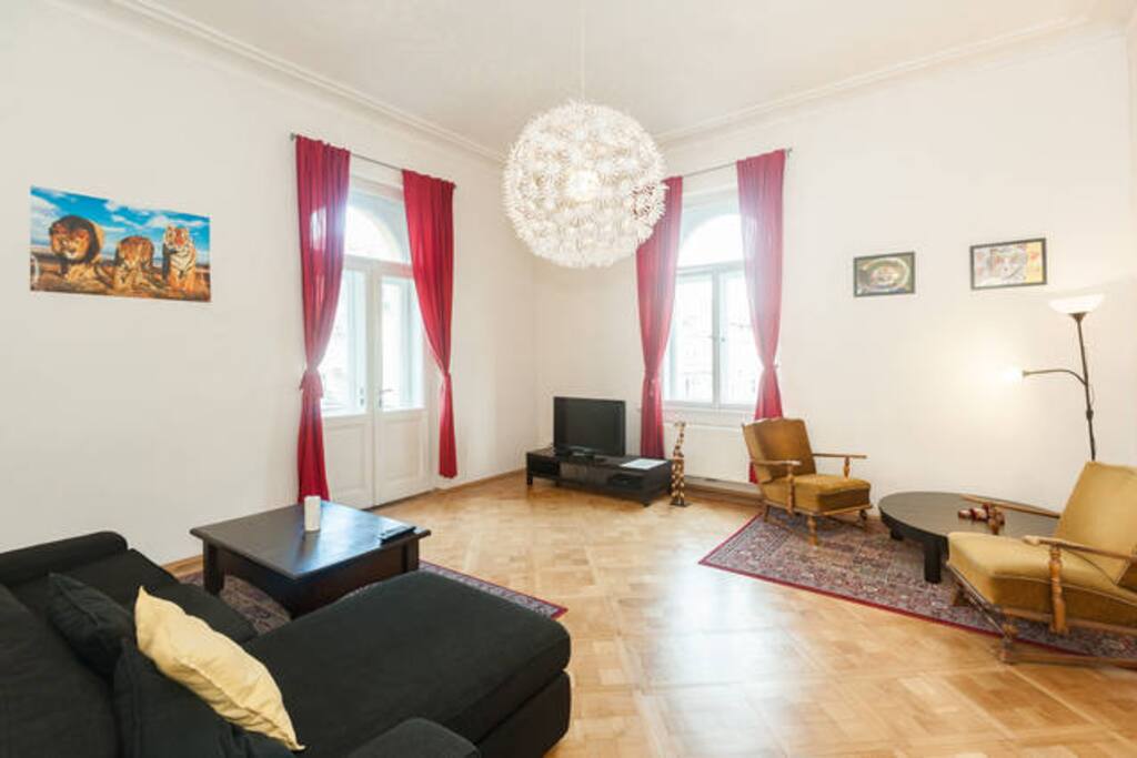 Spacious living room with comfortable relax zone