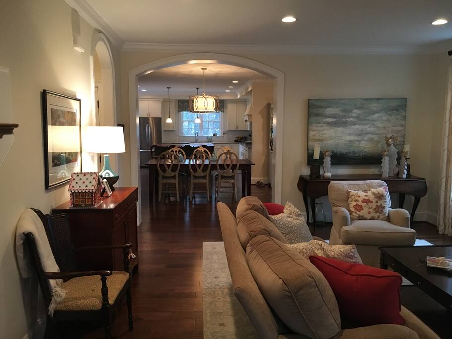 Open living from the living room to the kitchen
