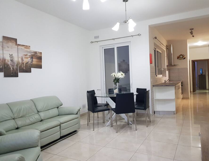 Living area including tv.