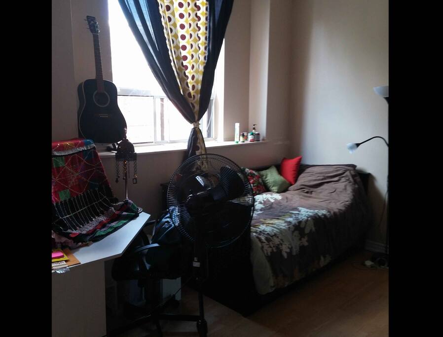 This bed is a huge IKEA Double bed so fits two easily. Its a single in this photo.
