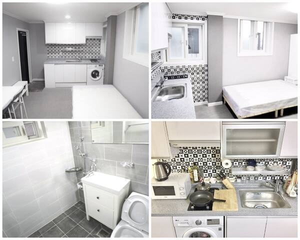 # Standalone. Modernville Full Option Open Studio Kitchen / Bedroom 1, Toilet 1. 2 Queen Beds (Cooking / Laundry)