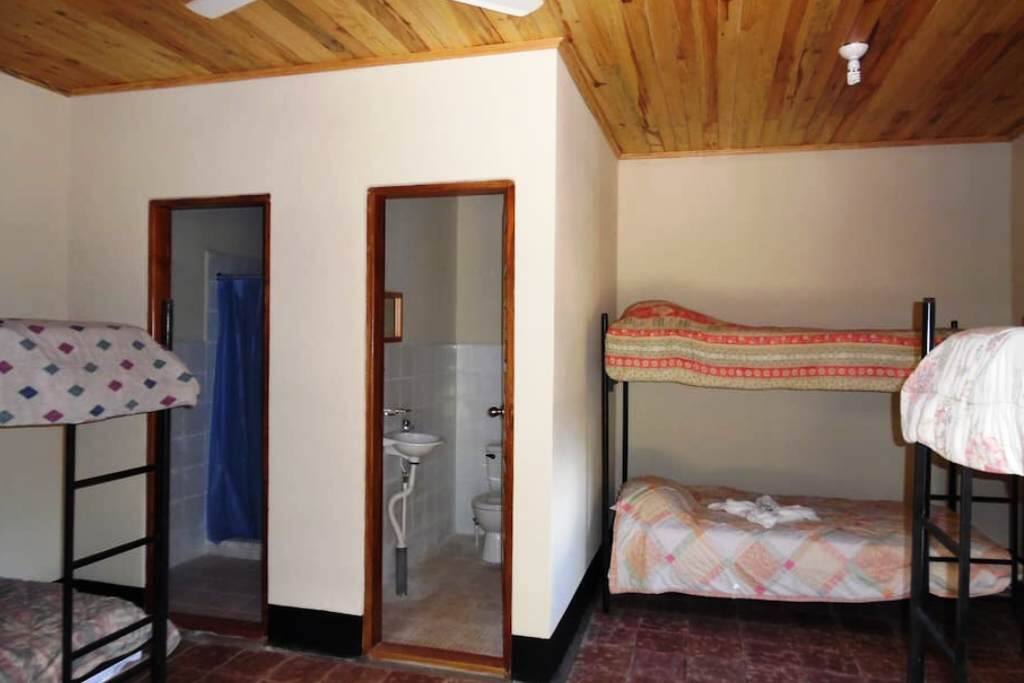 Private separate bathroom and hot shower in the group room.