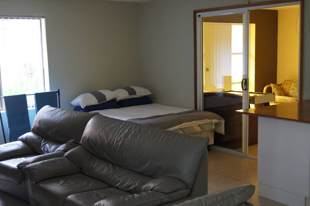 Double bed in studio