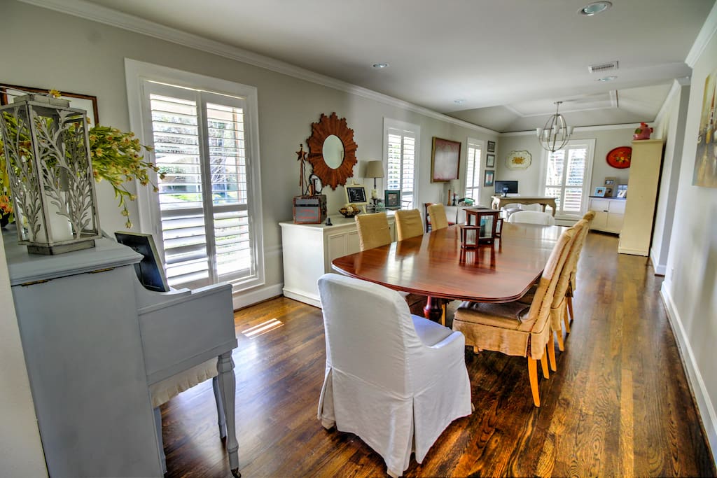 Dining room seats 8, adjoins office space