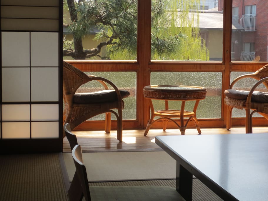 Authentic Japanese tatami room with a river view