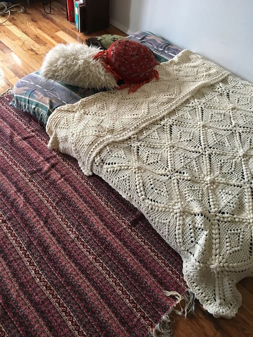 Boho inspired bed setup.