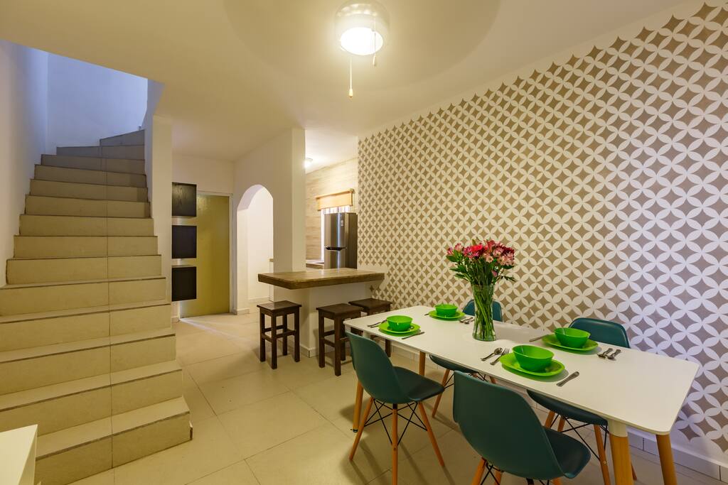 Dining room with TV