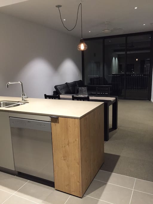 View of kitchen and apt as you walk in