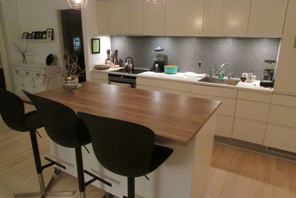 The kitchen viewed from our bar.
