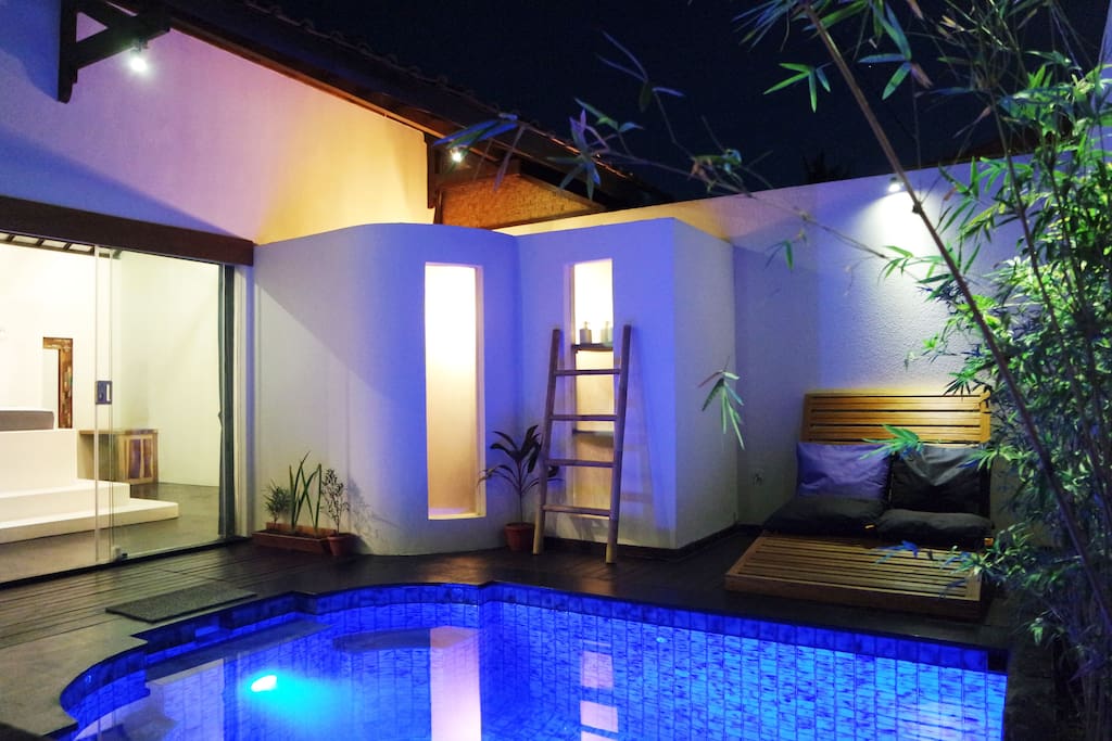Night dip in the pool