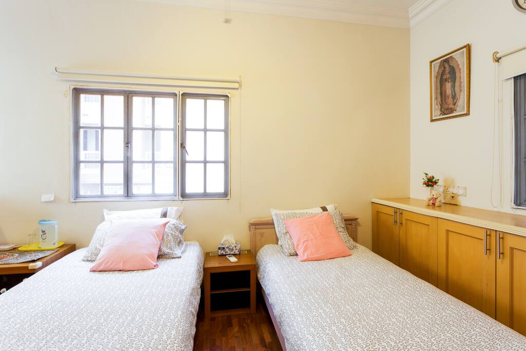 Two super single beds with 10" mattresses