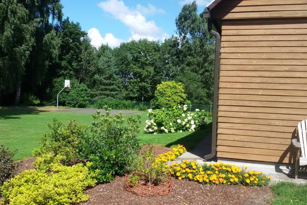 Basketball court behind the guest house