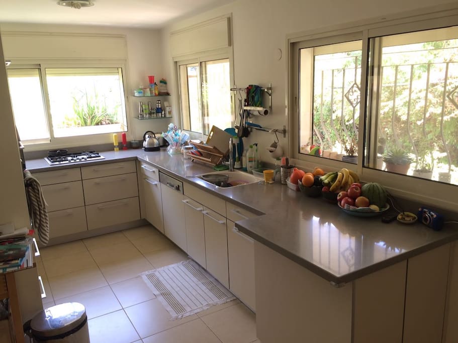 Full blown kitchen with all the necessary amenities (incl. dishwasher, mixer, food processor etc.).