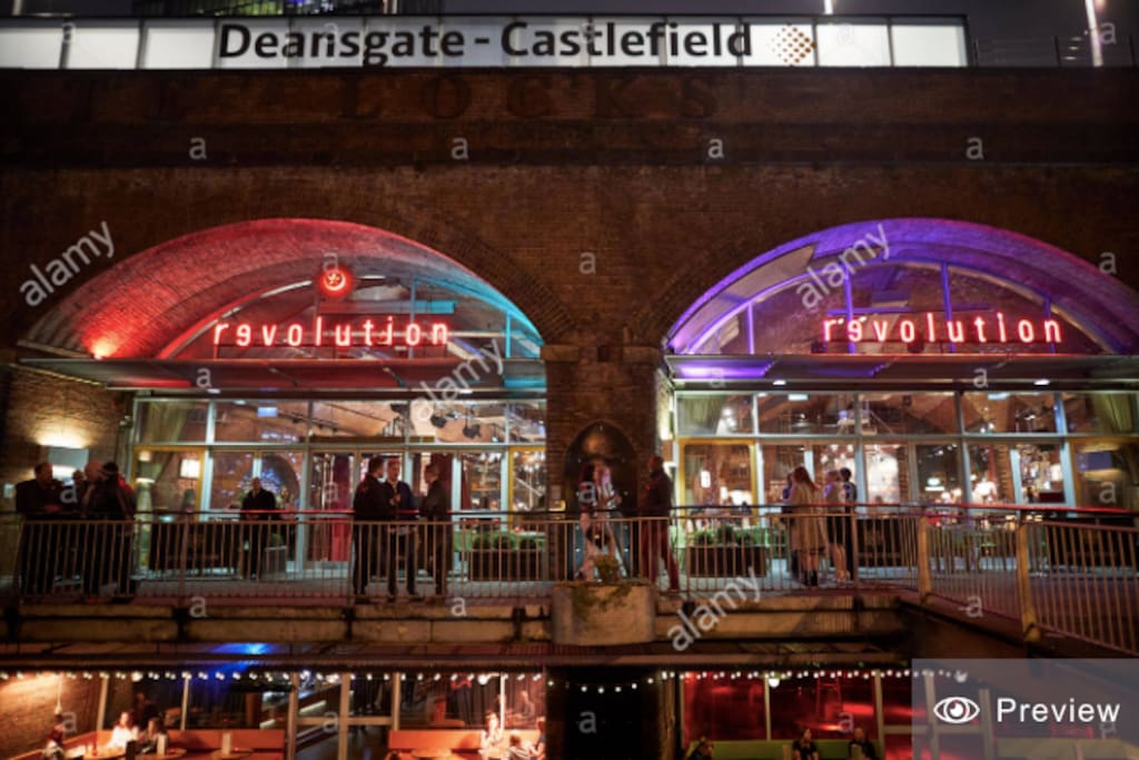 Deansgate locks bars and metro 1 minute away