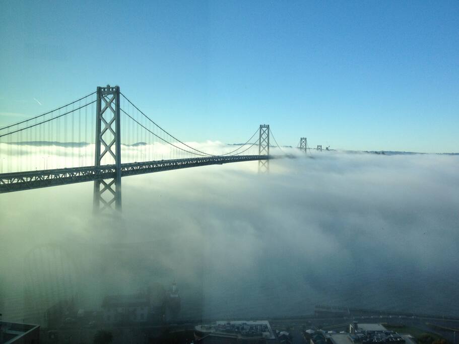 When foggy, you get a stunning view of the bay bridge