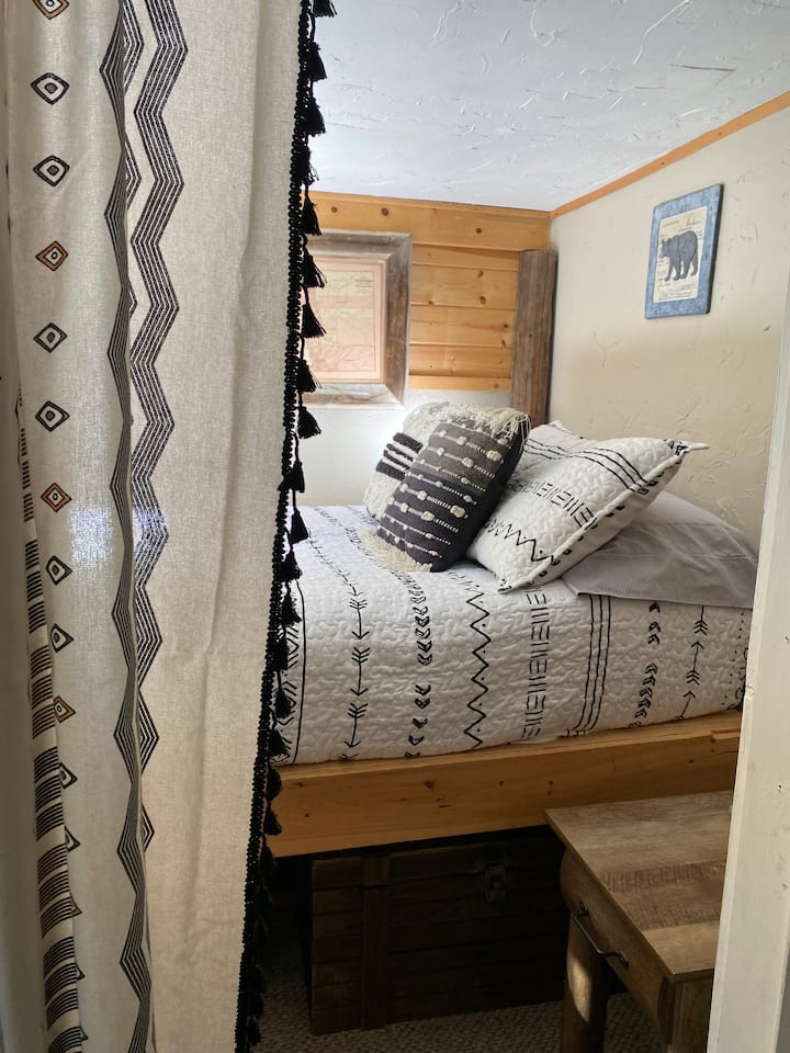 The comfiest lofted bed with heated mattress pad! 