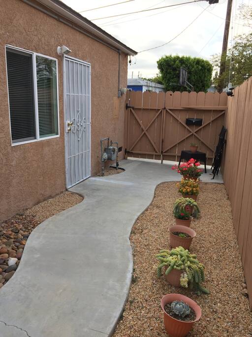 Private entrance and front door of apartment.