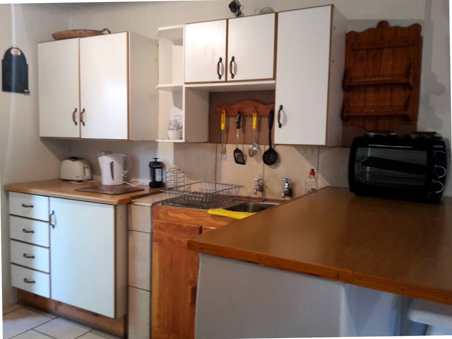The kitchen is simple yet fully functional.