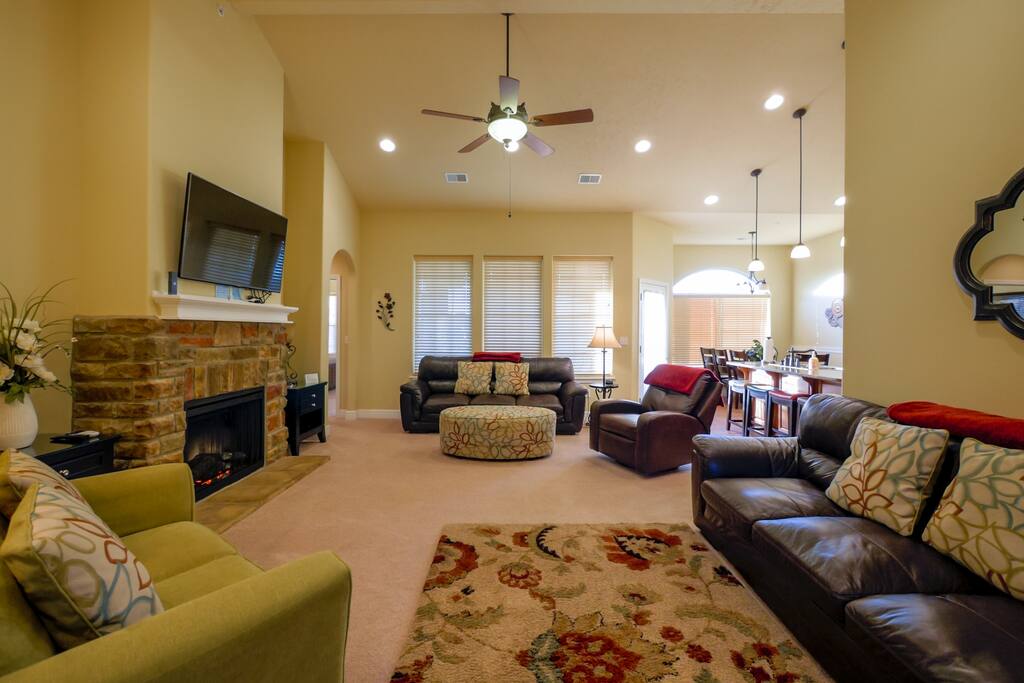 Electric fireplace and large TV