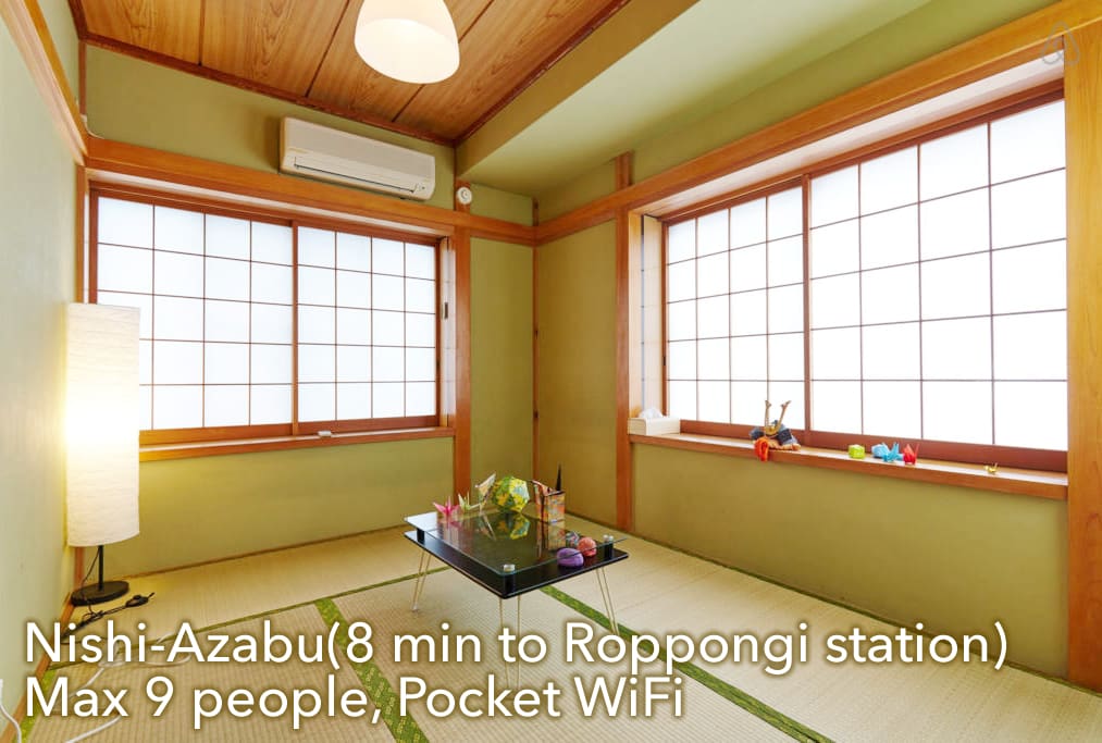 8 min from Roppongi station, max 9 people available.