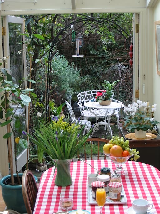 View into garden from Breakfast Room