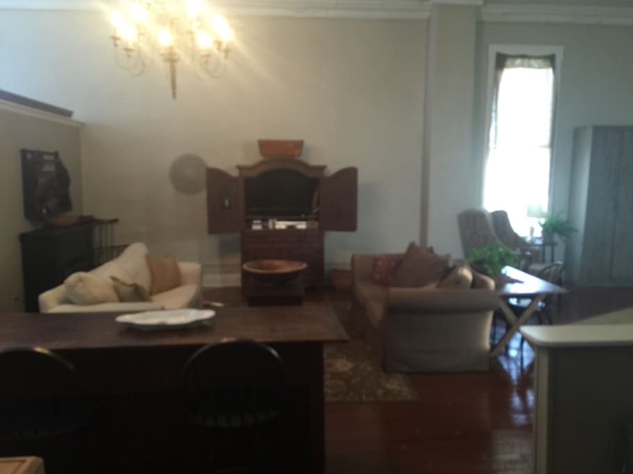 Large living room with two couches for extra guest. TV cable and wifi.