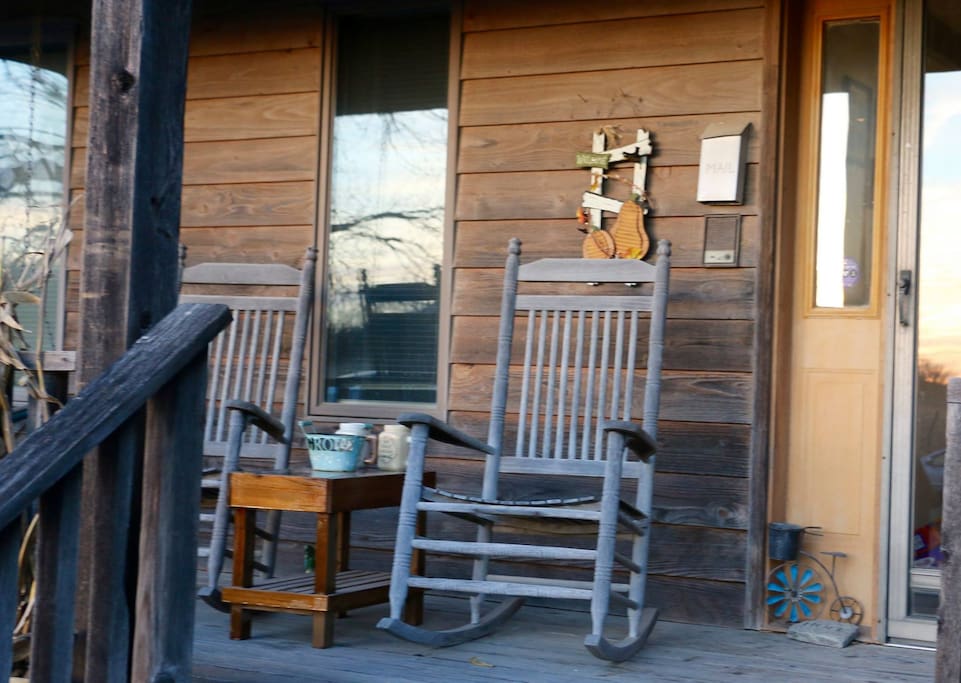 Front porch where we enjoy sunsets and beautiful days.