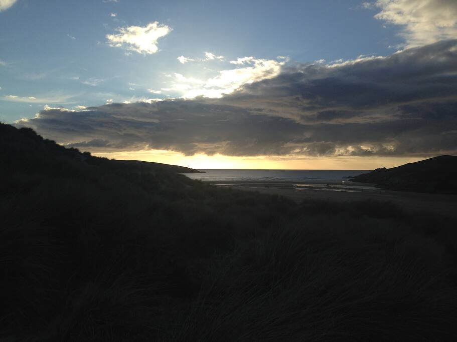Sunset at the beach 5 minutes away