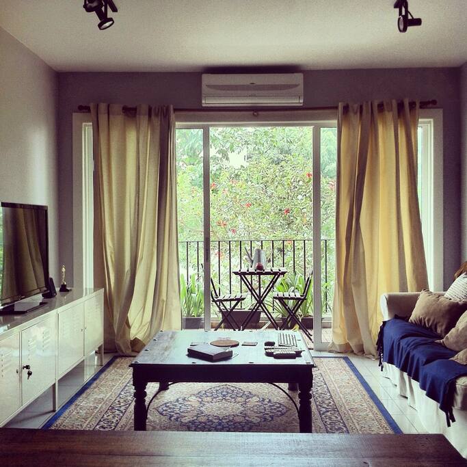 Living room looking out onto the balcony.