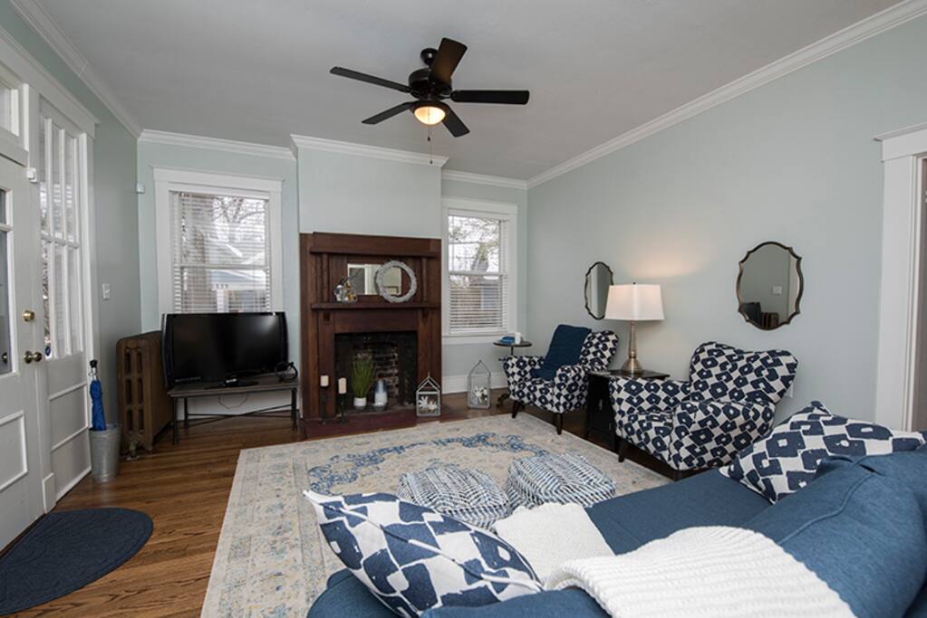 A Living Room Full of Light for a cozy chat, reading or watching Direct TV Now with 50+ channels