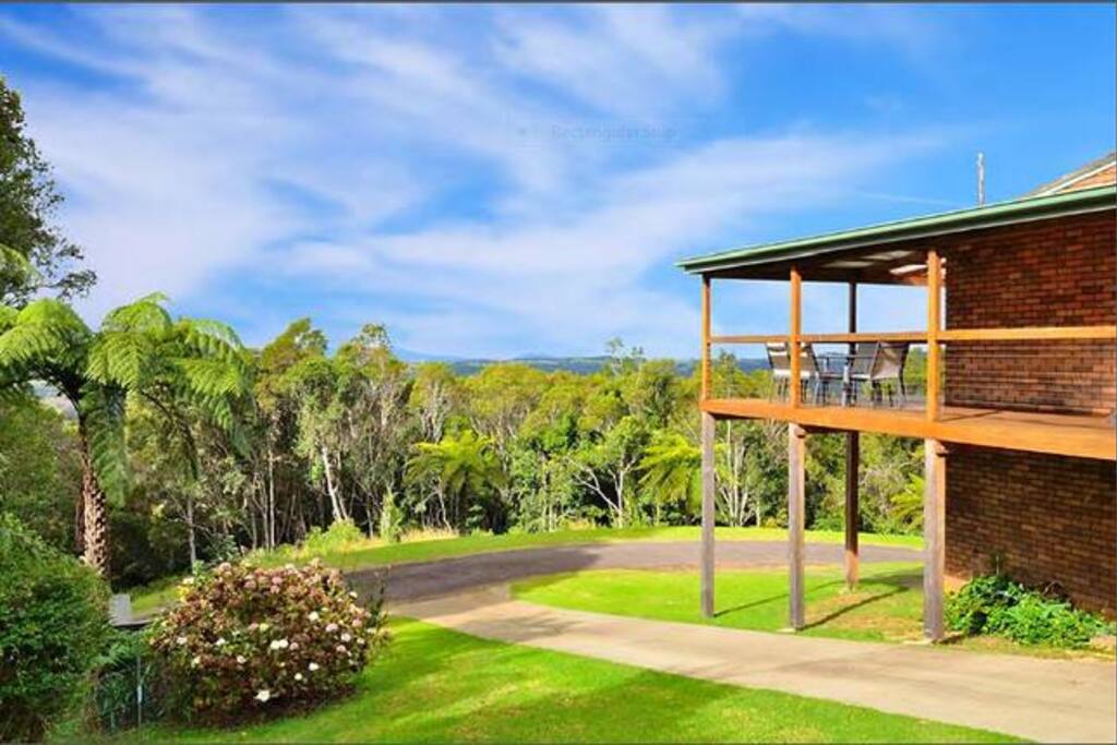 View of the house showing side deck and views