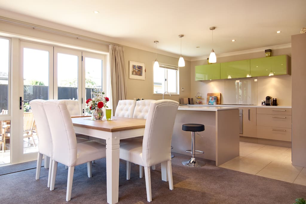 Bright sparking kitchen and dining room