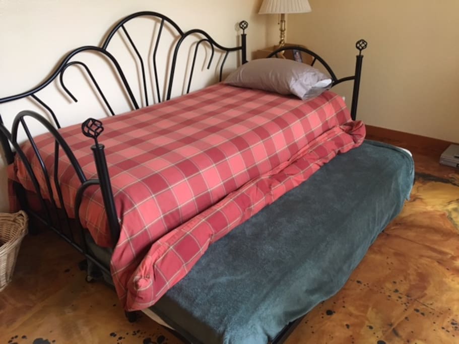 Daybed sleeps two.