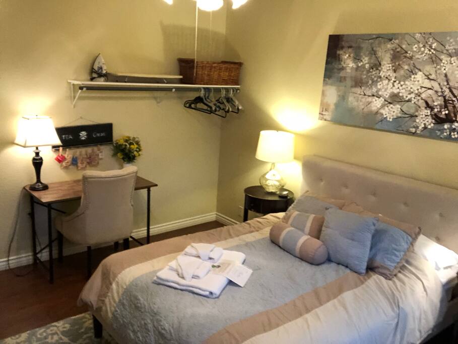 Desk Space, iron & ironing board