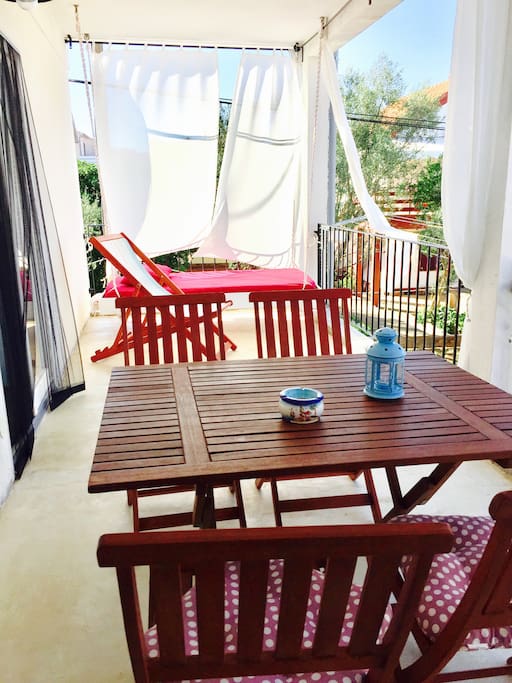 Relaxed balcony w/ floating bed