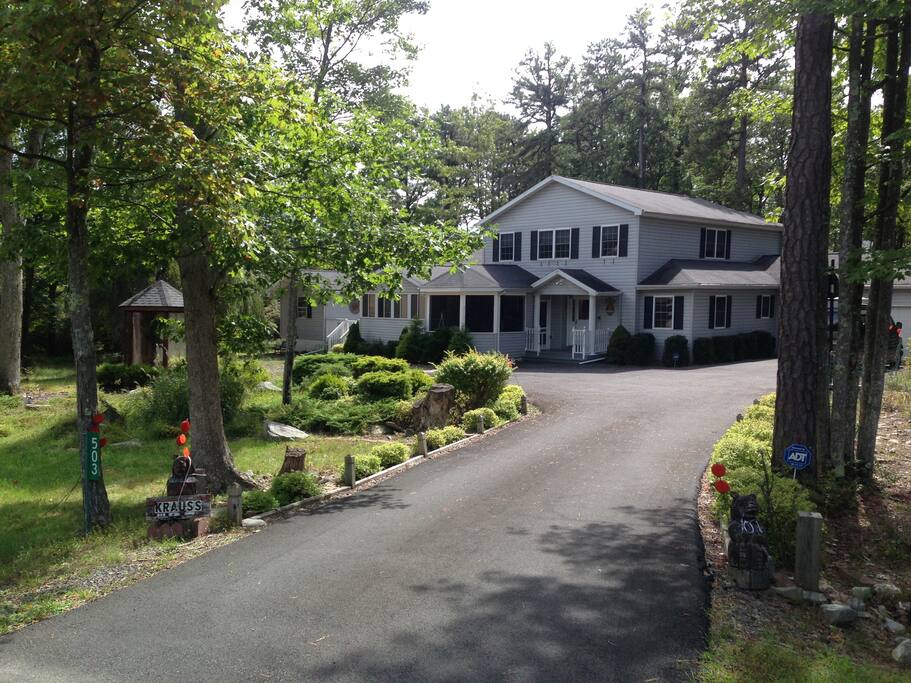 Entering the driveway.