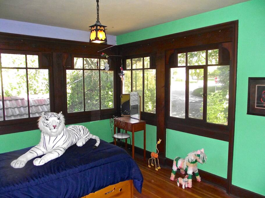 Attached enclosed sleeping porch.