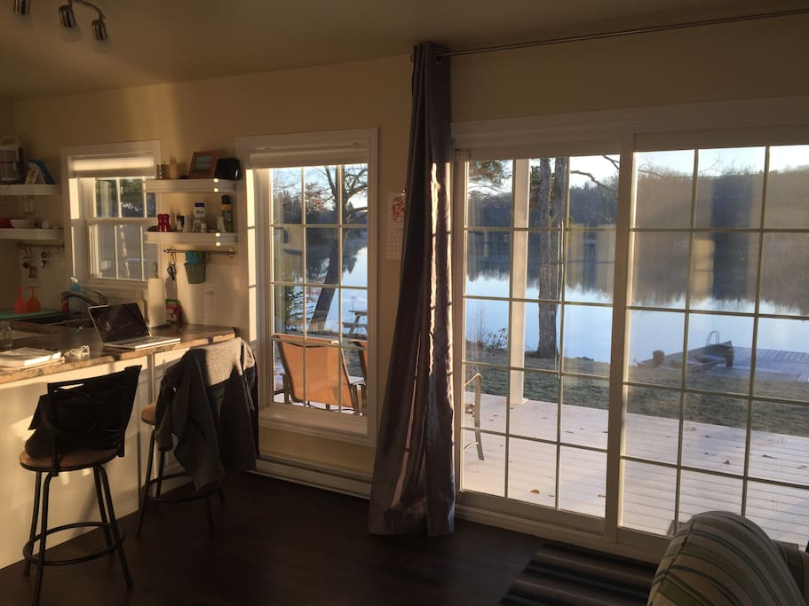 The home is just steps from the lake.