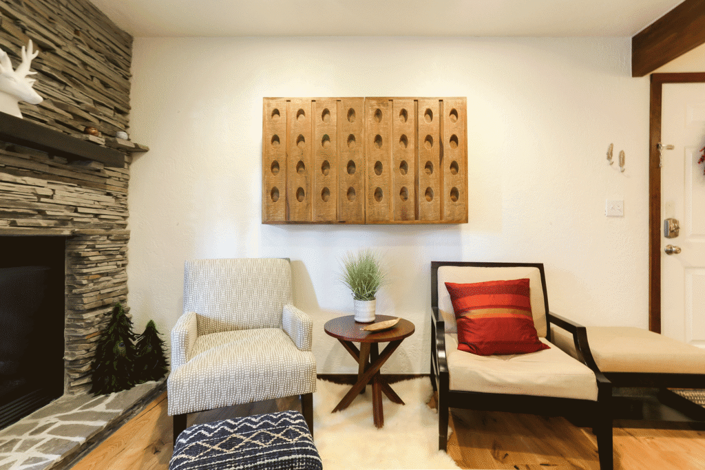 Enjoy our Wall Mounted 49" Smart TV. Complete with Netflix, Hulu and Google Chromecast