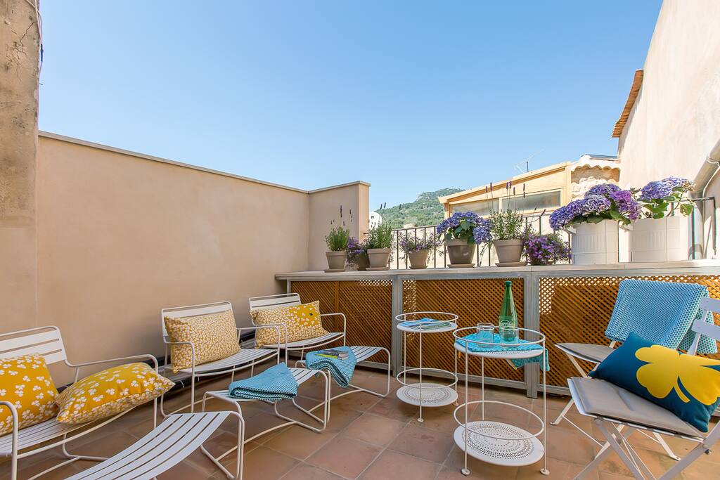 Sunny rooftop terrace