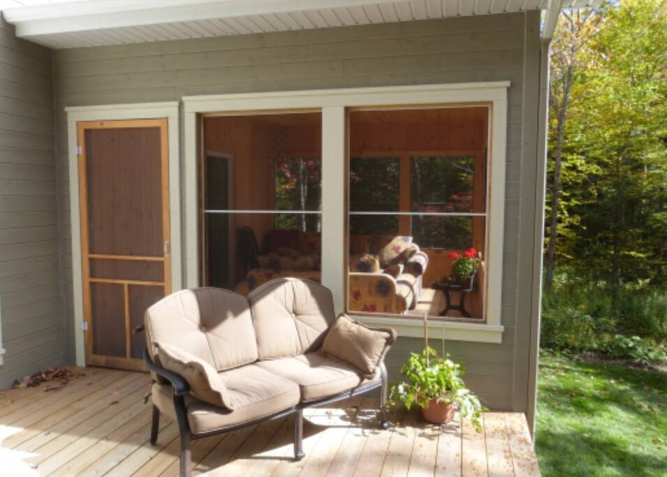 Covered porch for smokers during rain or snow.