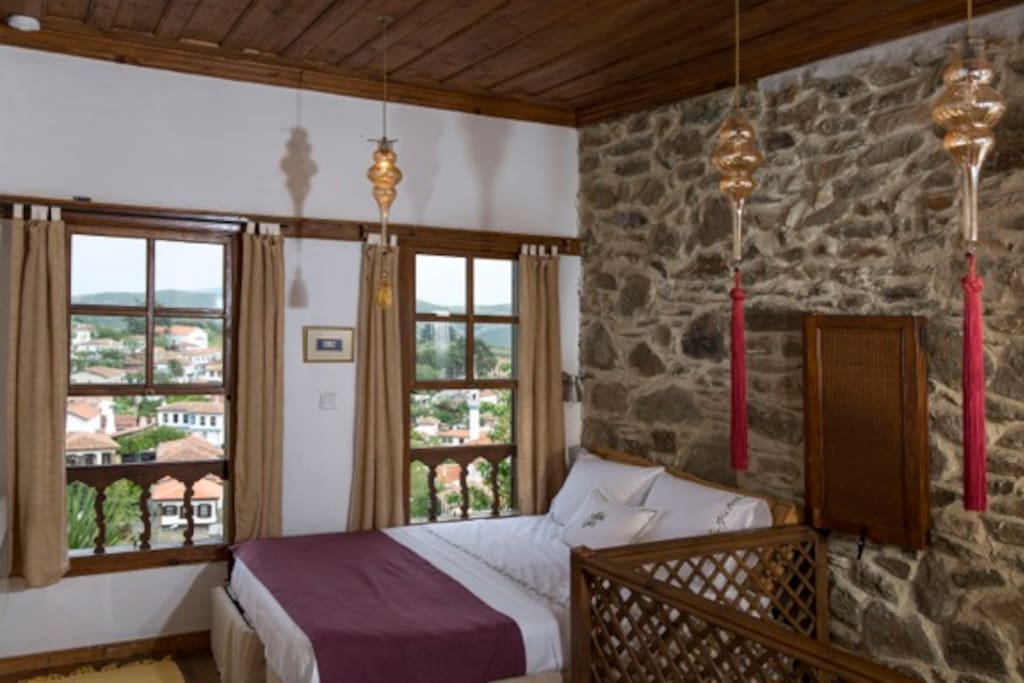 bedroom with views from all the windows