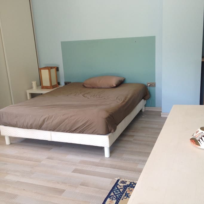 Grande chambre lit double de 1,60 avec salle de bain arrenante , douche italienne et WC séparé